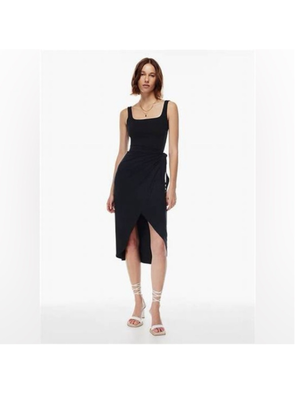 Aritzia wilfred Saturn midi wrap dress luxurious soft fabric minimalist sz xs